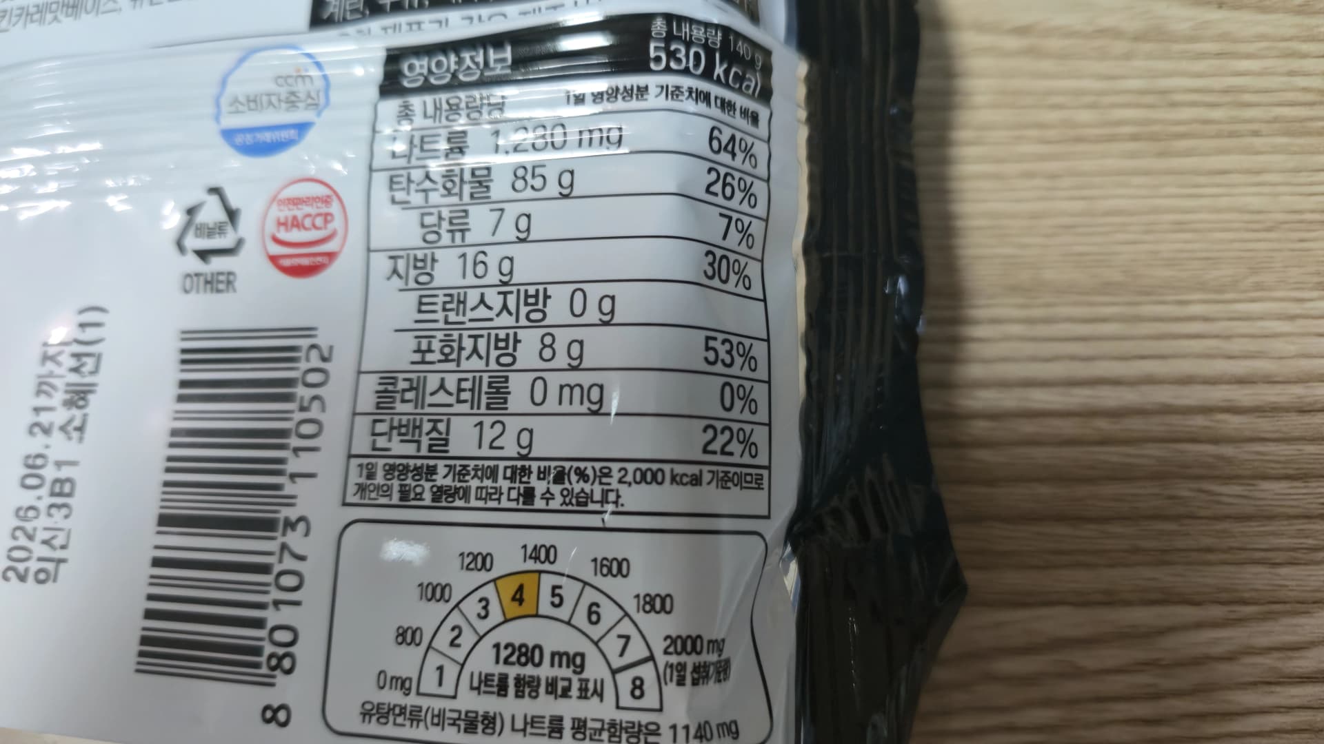 بۇلداك بوكۇممېن تەركىبى كۆرسىتىلگەن - 1 ھالتا 140گ ئاساس 530 كىلوكالورىيە ناترىي 1230مگ قاتارلىق تەپسىلىي تەركىب | 하이제이에스비