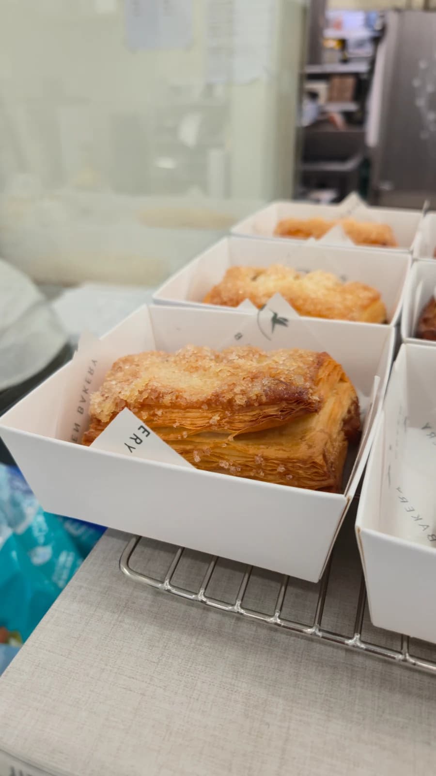 Green Bakery pastry topped with sugar crystals