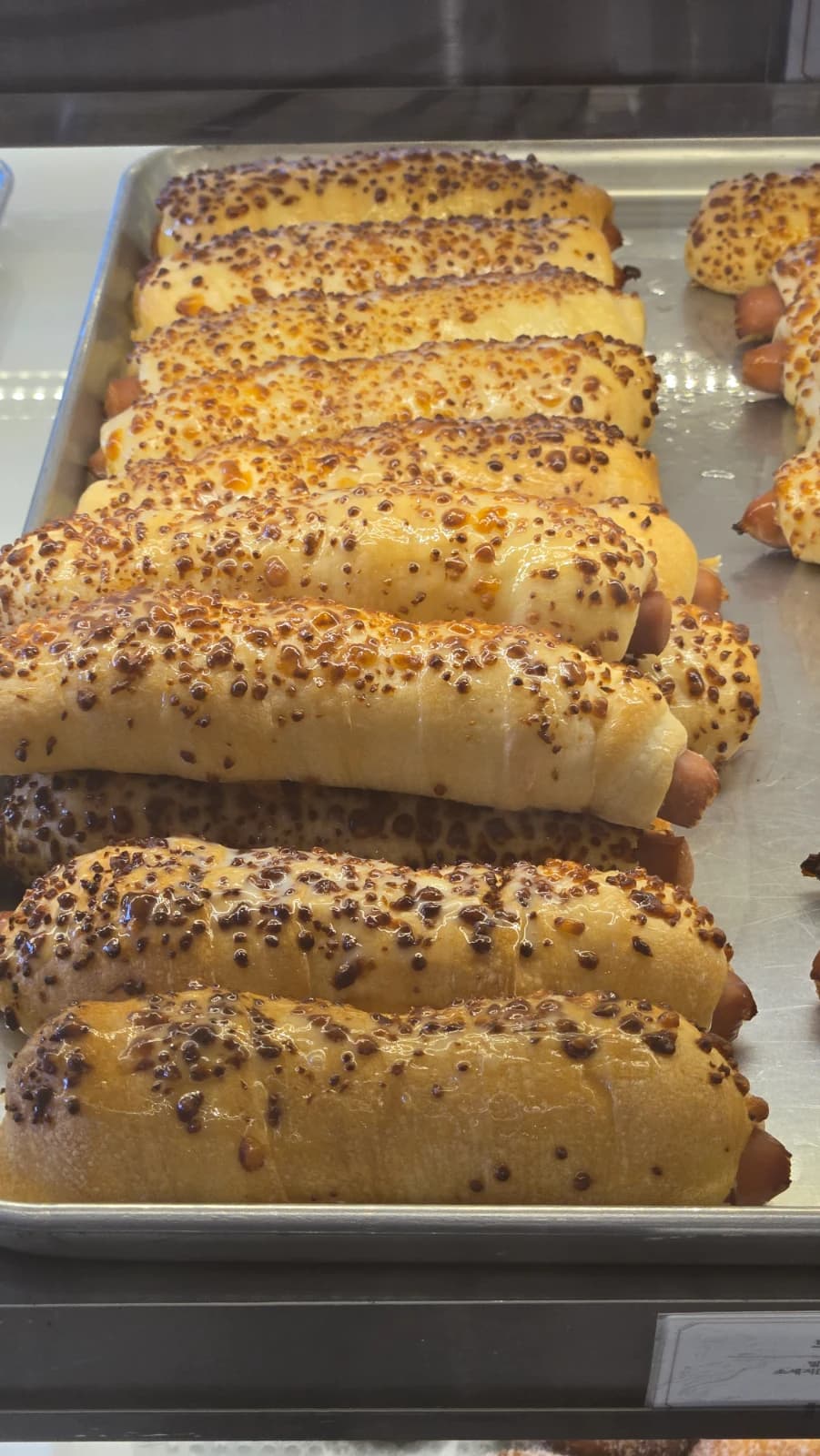 Sausage bread large grain topped Korean bakery