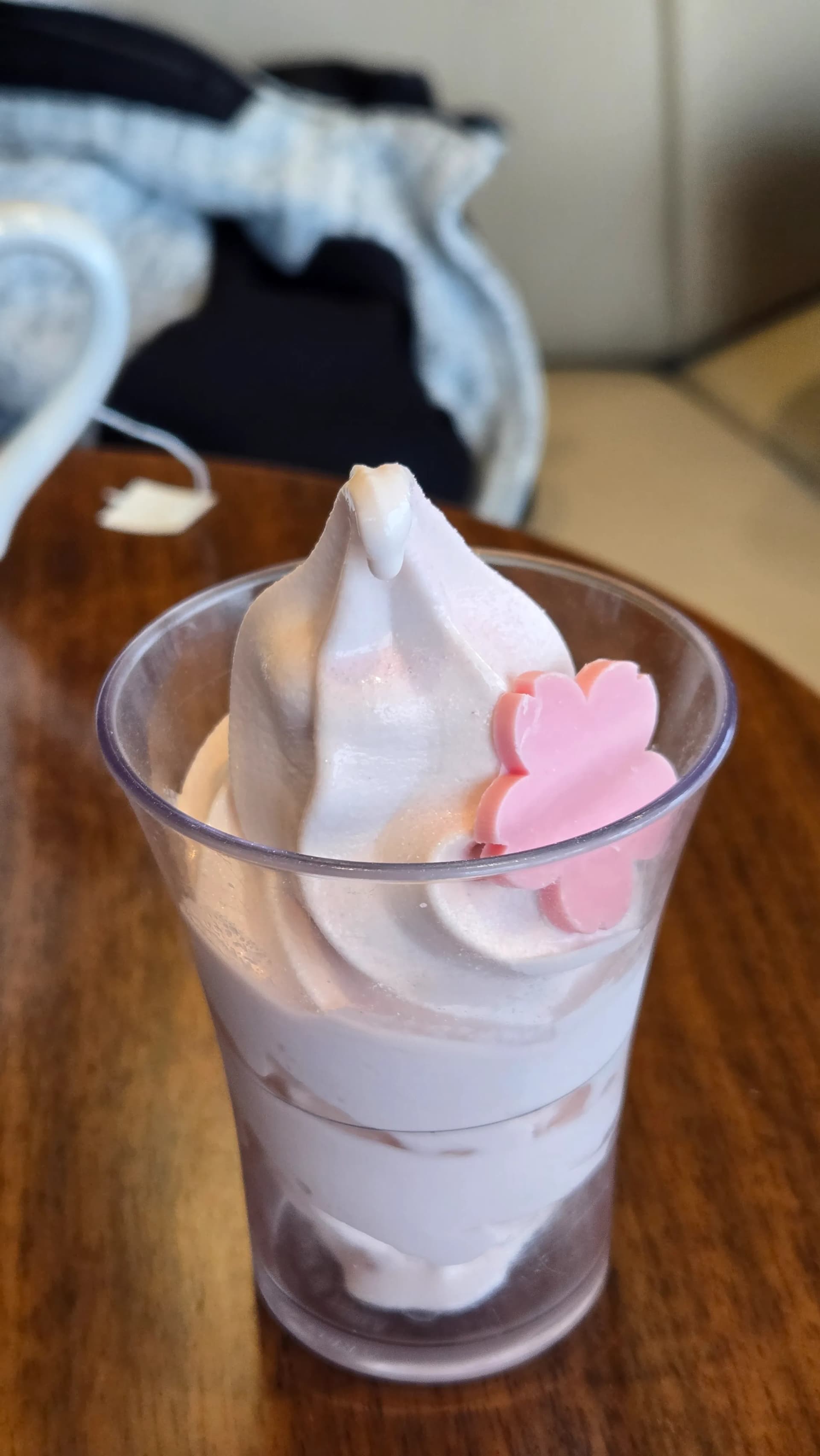 Cận cảnh kem mềm hồng trang trí hoa anh đào Paul Bassett Gyeongju | 하이제이에스비