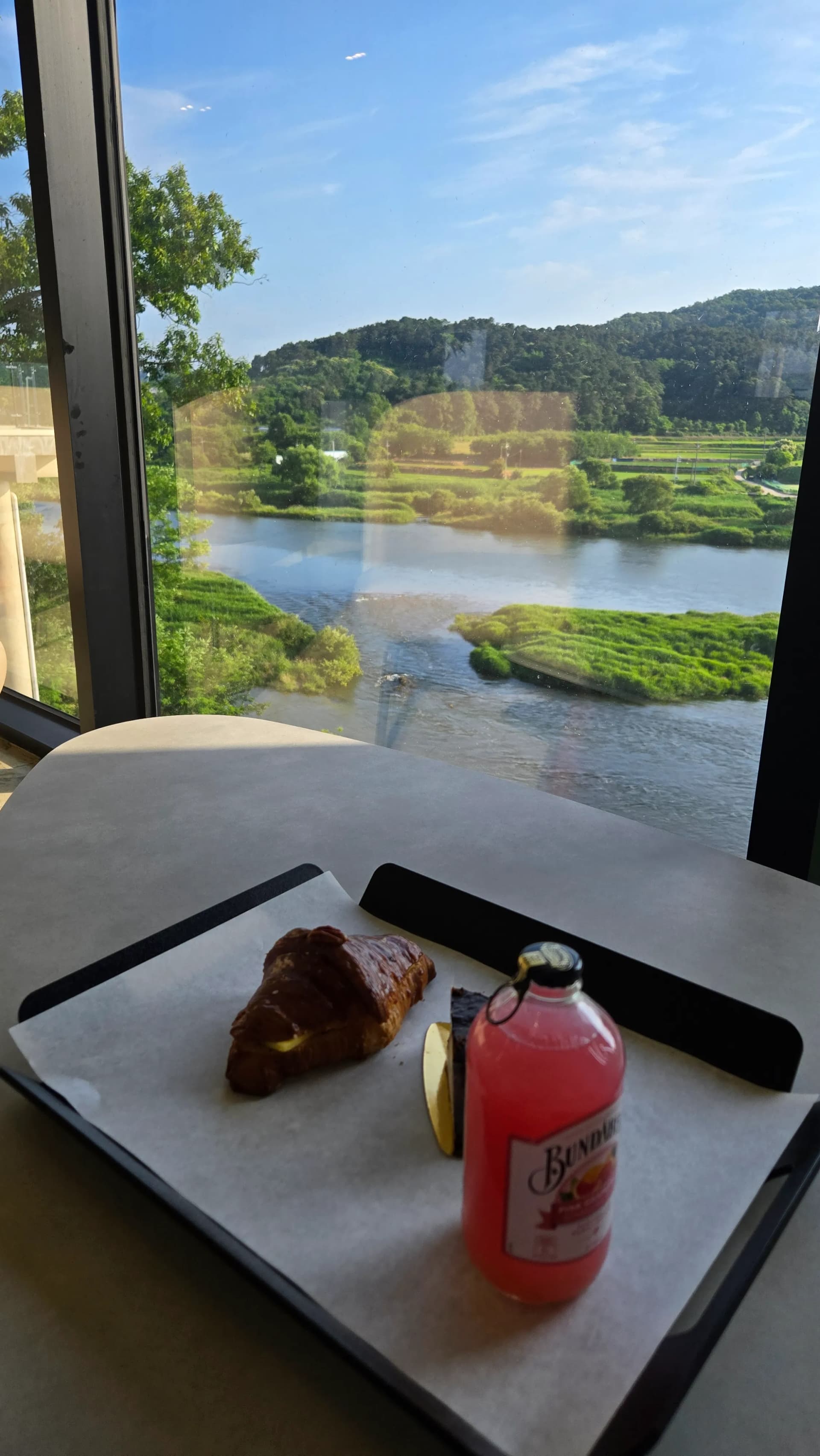 카페 노호 노호시그니처라테 바스크치즈케이크 크루아상 분다버그 자몽스파클링 금강뷰 배경 세종 베이커리카페 | 하이제이에스비