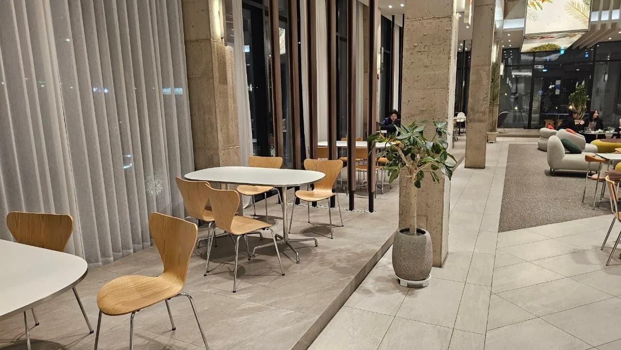 Dukkan wuraren zama na PETRA cafe - tsarin wuraren zama iri-iri a bene biyu, hadewa na sofa da kujeru masu tauri | 하이제이에스비