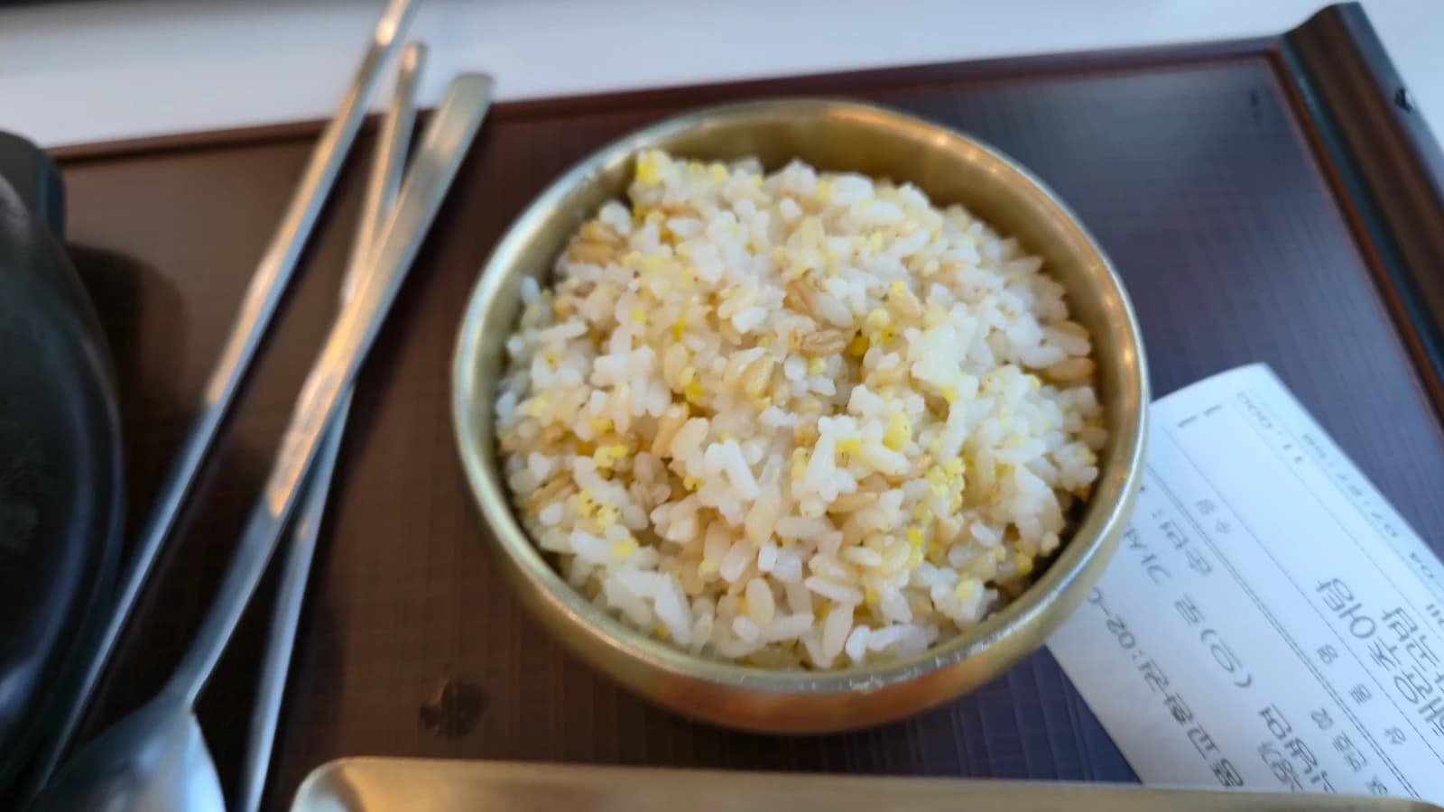 Bowl of multigrain rice with barley beans and millet