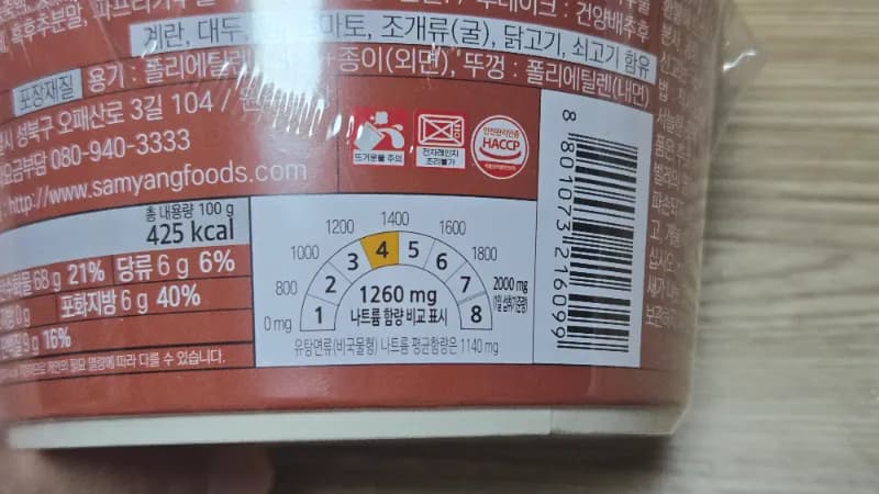 Grafika berawirdkirina naveroka sodium ya Yakisoba Buldak Ramen | 하이제이에스비