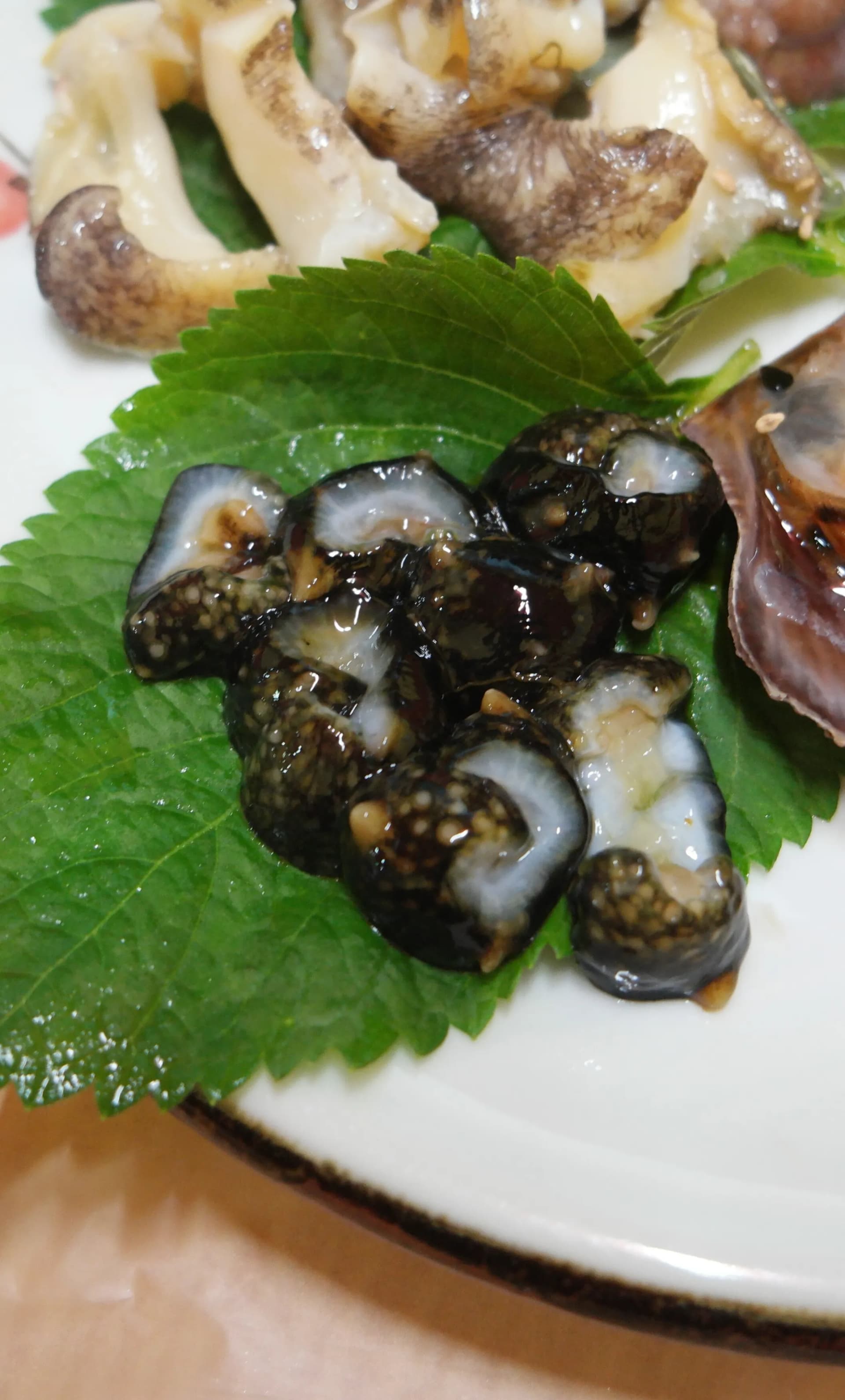 해삼회 - 짙은 검정빛 해삼을 얇게 썰어낸 담백한 해삼 회 | 하이제이에스비